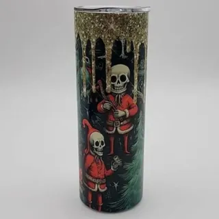 Photo of Christmas Dark Santa Elf Tumbler With Lid & Straw 20 oz Tree Garland Gothic Yule