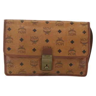 Photo of MCM Logogram Visetos Clutch Bag Brown
