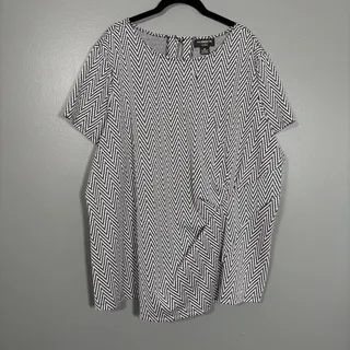Photo of Liz Claiborne Career Black & White Tweed Top Accent Pleating Womens Plus Size 3X