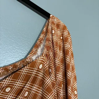 Photo of Rewind Brown Boho Hippie Cottage Smocked Top - Women's Size XL - Sweetheart Neck
