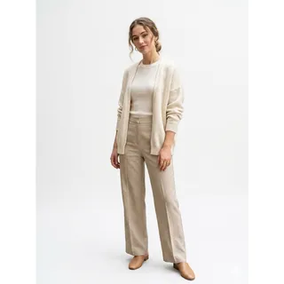 Photo of open-front, drop-shoulder cream knit cardigan sweater
