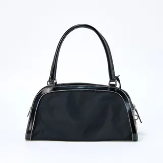 Photo of Prada Tessuto Triangle Shoulder Bag Black Silver