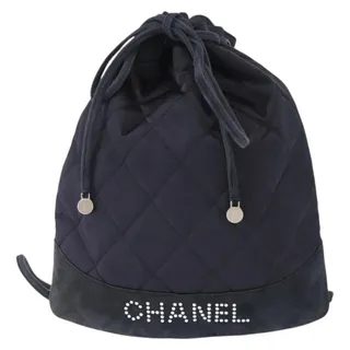 Photo of Chanel Matelasse Satin Backpack Navy CC Blue