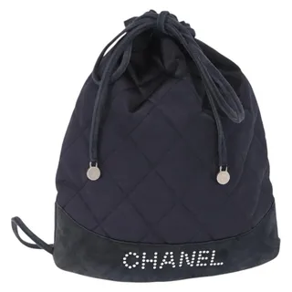 Photo of Chanel Matelasse Satin Backpack Navy CC Blue