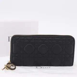 Photo of Dior Lambskin Leather Lady Dior Cannage Long Wallet Black