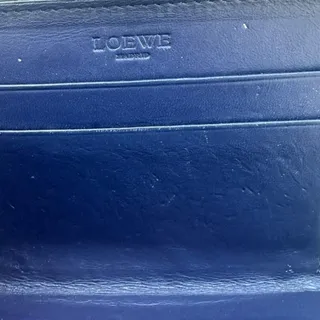 Photo of Loewe Anagram Grained Leather Navy Zipped Coin Wallet Authentic and Vintage