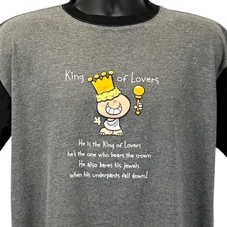 Photo of Vintage Y2Ks King of Lovers Ringer T Shirt M Medium Gray Bubblegum Carlton Cards