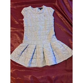 Photo of Tommy Hilfiger Dress Girls M 8-10 Quilted Peplum Cap Sleeve Back Zip Gray
