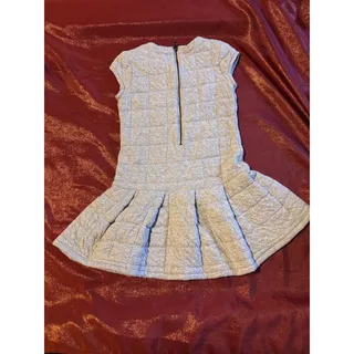 Photo of Tommy Hilfiger Dress Girls M 8-10 Quilted Peplum Cap Sleeve Back Zip Gray
