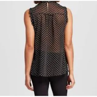 Photo of Who What Wear Ruffle-Trim Chiffon Blouse in Polka Dot