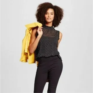 Photo of Who What Wear Ruffle-Trim Chiffon Blouse in Polka Dot