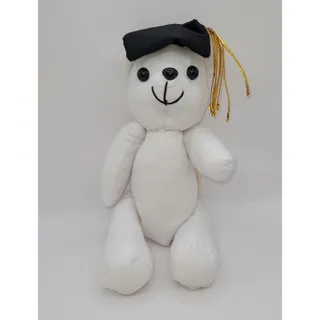 Photo of Graduate Bear White Fabric plush poseable arms legs 
