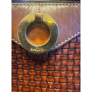 Photo of Bally Italy VTG Woven Leather Chain Shoulder Bag Tote Black Brown 1433-97