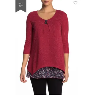 Photo of Papillon Layered Ditsy Print Top NWT Size Small