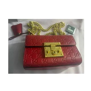 Photo of Gucci Padlock, Red Embossed Logo, Chain Shoulder Bag with Clochette & Brand Card