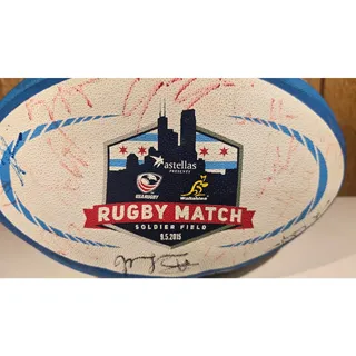 Photo of Gilbert Rugby Match Ball USA Rugby Wallabies 2015 Autographed Soldier Field