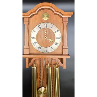 Photo of Vintage Tempus Fugit Wall (Time Flies) Clock Wood 31.5" Germany Pendulum Weights