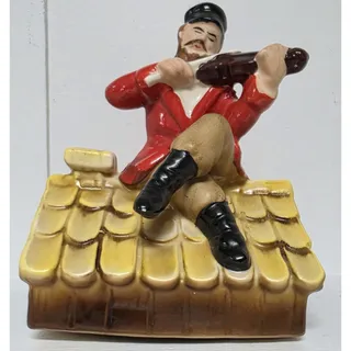 Photo of Vintage Fiddler on the Roof Handpaint Ceramic Music Box Rotating Sunrise Sunset