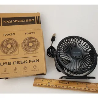 Photo of TriPole Small USB Desk Fan - Personal Mini Table Fan (Black, KW37)