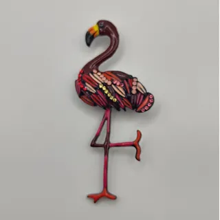 Photo of Flamingo Brooch Reds Pinks Enamel With Rhinestone Accents