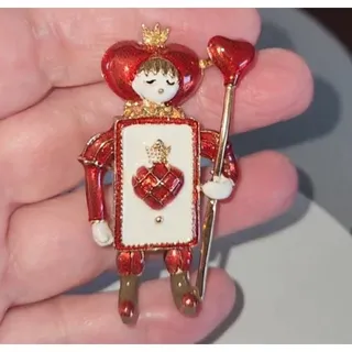 Photo of Ace of Hearts Wonderland Red Soldier Enamel Pin Brooch Whimsical