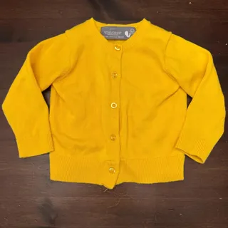 Photo of Primary Baby Cardigan Sweater Yellow 12-18 mo 100% Cotton Machine Washable
