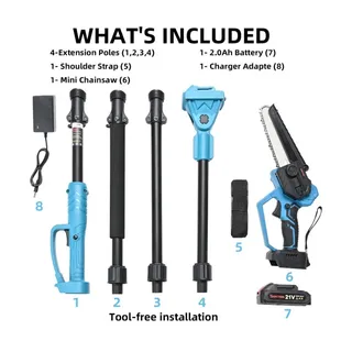 Photo of 21V 2-in-1 Cordless Pole Saw Mini Chainsaw 14ft Reach Battery Charger Strap