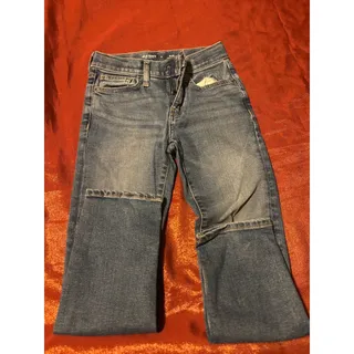 Photo of Old Navy Jeans Womens 8 Slim Light Blue Stretch Straight Distressed Knee Hole