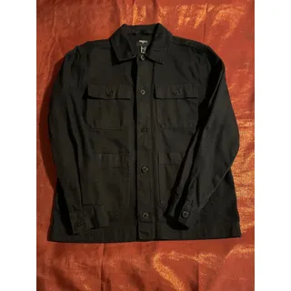 Photo of Forever 21 Jacket Mens S Black Button Front Utility Workwear Pocket Coat Casual