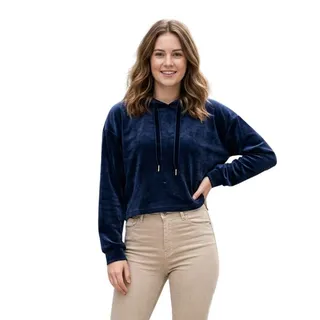 Photo of Philosophy Blue Velor Pull Over Cropped Hoodie Top , L