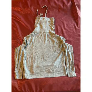 Photo of Athleta Top Womens S Lightweight Funnel Neck Drawstring Long Sleeve Gray Pullove