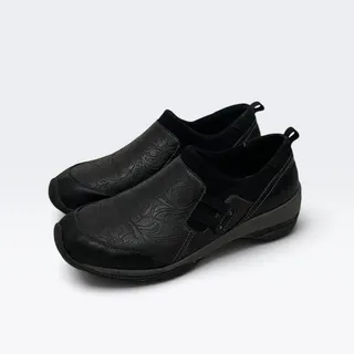 Photo of Jambu Black All Terra Design Floral Embossed Comfort Shoes