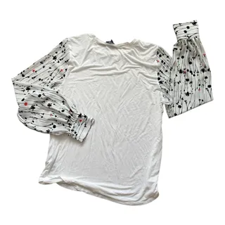 Photo of NYDJ Top Women's Size Medium White Print Long Sleeves Pullover
