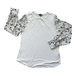 Photo of NYDJ Top Women's Size Medium White Print Long Sleeves Pullover