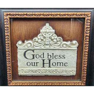 Photo of 2009 “God Bless Our Home” Framed Shadowbox – Faux Walnut & Gilt, 14x13, Ready