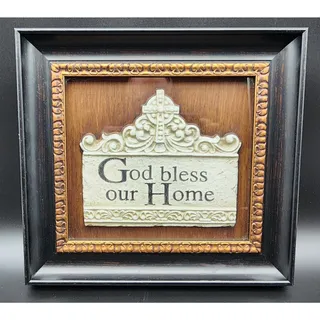 Photo of 2009 “God Bless Our Home” Framed Shadowbox – Faux Walnut & Gilt, 14x13, Ready