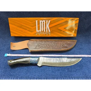 Photo of Hunting Bowie Knife 11 Inch, Custom Made Forged Damascus Blade LMK Knives #7401