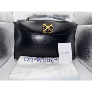 Photo of Off-White Jitney Black Leather Shoulder Bag with Gold Arrow Logo
