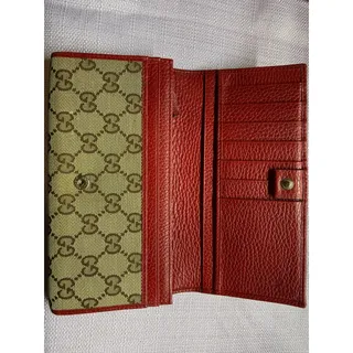 Photo of Gucci GG Monogram Canvas Continental Wallet Red Leather