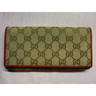 Photo of Gucci GG Monogram Canvas Continental Wallet Red Leather