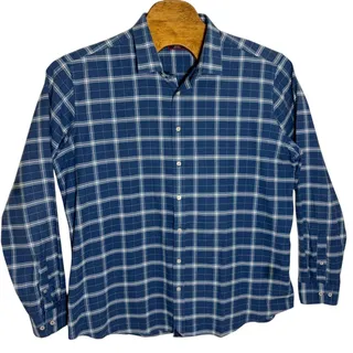 Photo of UNTUCKit Flannel Shirt Men's Size 3XLT Tall Blue Plaid Button Up Cotton