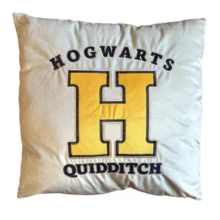 Photo of Harry Potter Hogwarts Quidditch Pillow 17x17 Embroidered Logo Gray Yellow Blue