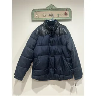 Photo of Lucky Brand Men's Navy Puffer Jacket with Black Shoulder Panels large new w/ tag