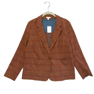 Photo of J. Jill Plaid Single Button Blazer NWT Women's Sz SP Auburn Long Sleeves Preppy
