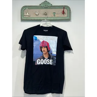 Photo of Top Gun humor Black 'Talk To Me Goose' Graphic Tee nostalgia crewneck medium new