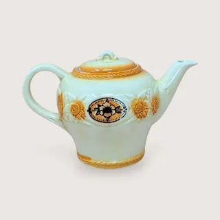 Photo of Vintage Porcelier Floral Medallion Ceramic Teapot
