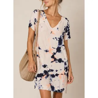 Photo of Raquel Allegra Womens 100% Silk Tie Dye Shift Dress Size 0 Boho Artsy Designer