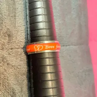 Photo of Vintage Women's Love Forever Orange and Silver Ring Size 10.25