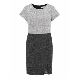Photo of Loft Tweed Mod Preppy Office Sheath Dress 8 Petite Black White Short Sleeves