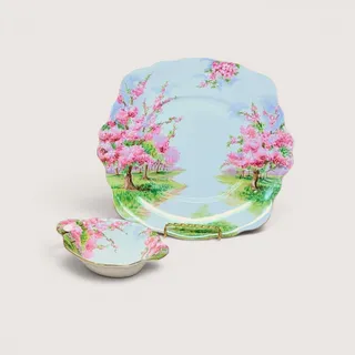 Photo of Vintage Royal Albert Blossom Time Cake Plate & Dish Set